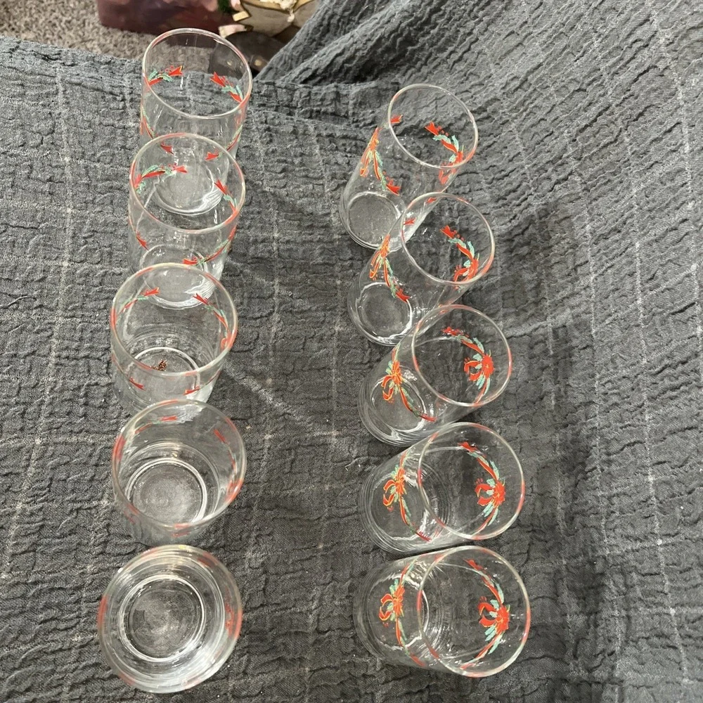 Vintage Libbey Christmas Drinking Glasses Set Of 10 EUC‎ 16 oz Original Box